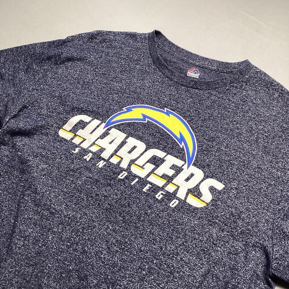 San Diego Chargers T Shirt Extra Large XL Majestic Throwback Football Navy Blue - Picture 5 of 7